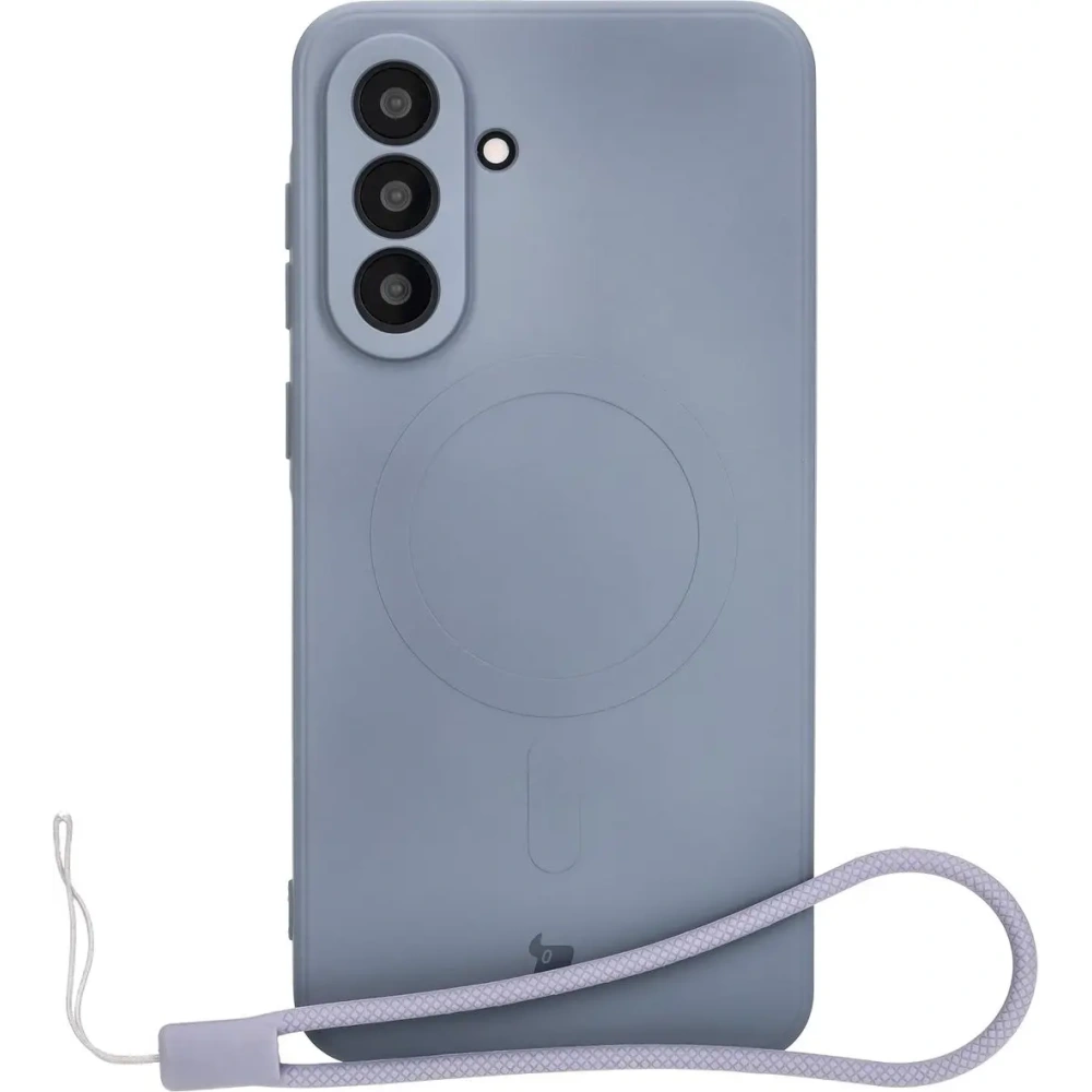 Silikonowe etui z pierścieniem magnetycznym Bizon Case Silicone Magnetic Sq do Samsung Galaxy A56 5G szare