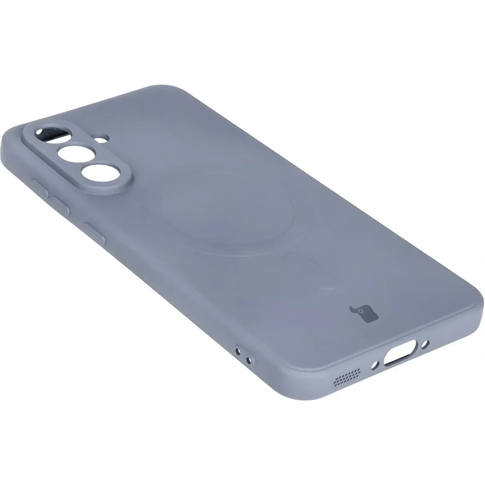 Silikonowe etui z pierścieniem magnetycznym Bizon Case Silicone Magnetic Sq do Samsung Galaxy A56 5G szare