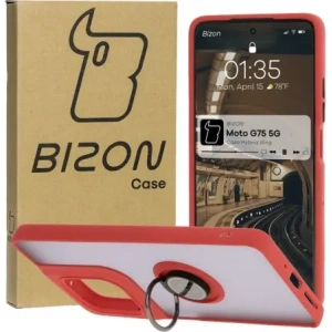 Kup Etui s úchytem na prst Bizon Case Hybrid Ring pro Motorola Moto G75 5G kouřové s červeným rámem - BIZ8323 - {ean13} - Sklep Home Screen