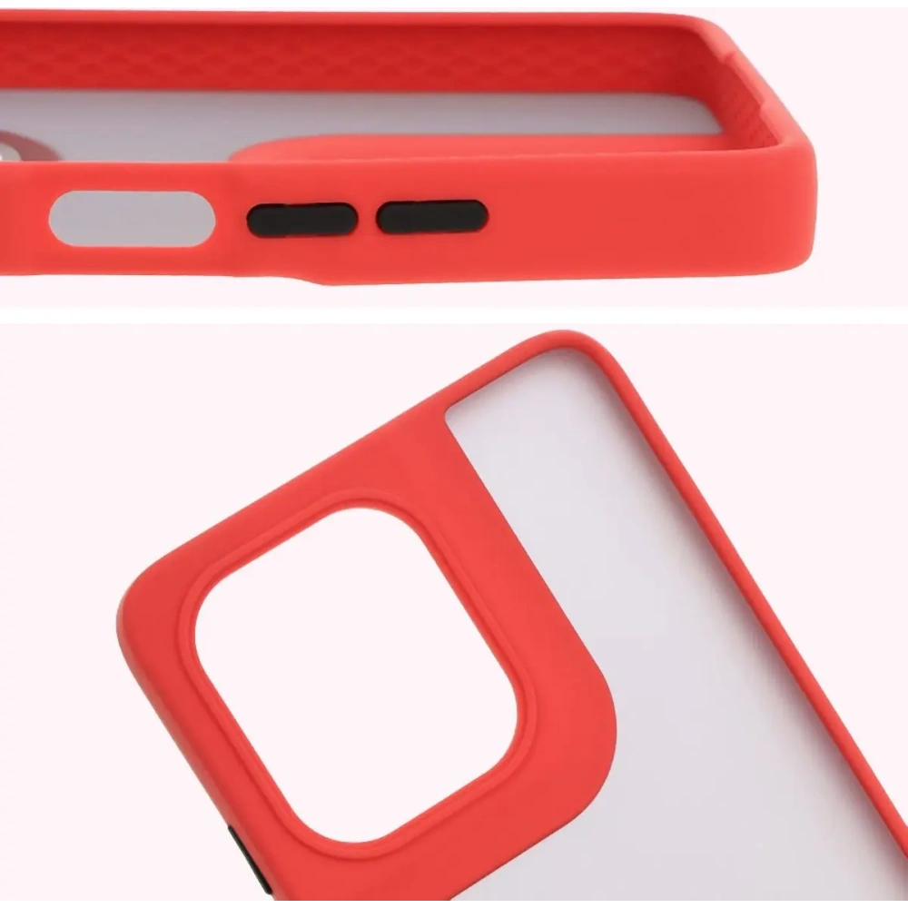 Etui z uchwytem na palec Bizon Case Hybrid Ring do Motorola Moto G75 5G przydymione z czerwoną ramką