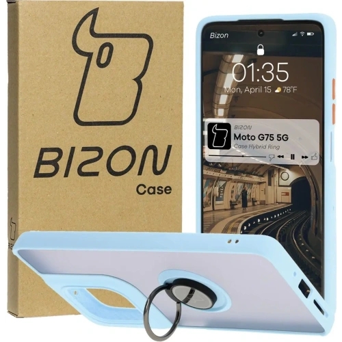 Kup Bizon Case Hybrid Ring Motorola Moto G75 5G fumuriu cu un cadru bleu deschis - BIZ8325 - {ean13} - Sklep Home Screen