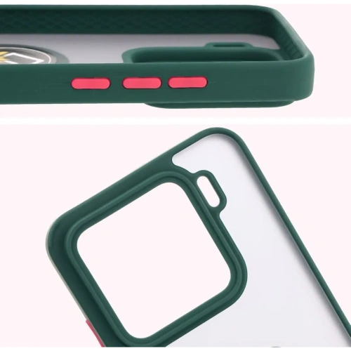 Buy Bizon Case Hybrid Ring Xiaomi 15 smoky with a dark green frame - BIZ8326 - {ean13} - Home Screen Store Europe