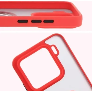 Kup Etui z uchwytem na palec Bizon Case Hybrid Ring do Xiaomi 15 przydymione z czerwoną ramką - BIZ8328 - {ean13} - Sklep Home Screen
