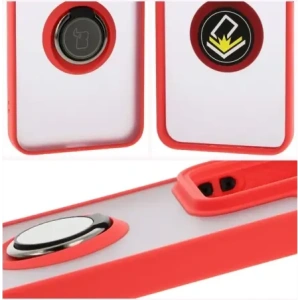 Kup Etui z uchwytem na palec Bizon Case Hybrid Ring do Xiaomi 15 przydymione z czerwoną ramką - BIZ8328 - {ean13} - Sklep Home Screen