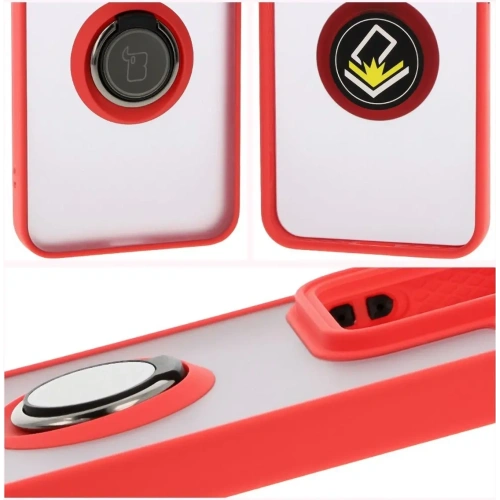 Kup Etui z uchwytem na palec Bizon Case Hybrid Ring do Xiaomi 15 przydymione z czerwoną ramką - BIZ8328 - {ean13} - Sklep Home Screen