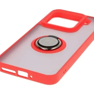 Kup Etui z uchwytem na palec Bizon Case Hybrid Ring do Xiaomi 15 przydymione z czerwoną ramką - BIZ8328 - {ean13} - Sklep Home Screen