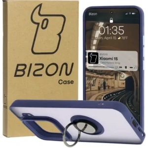 Kup Etui z uchwytem na palec Bizon Case Hybrid Ring do Xiaomi 15 przydymione z granatową ramką - BIZ8329 - {ean13} - Sklep Home Screen