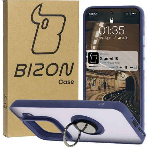 Buy Bizon Case Hybrid Ring Xiaomi 15 smoky with a dark blue frame - BIZ8329 - {ean13} - Home Screen Store Europe
