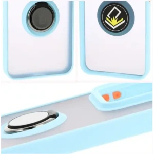 Kup Etui z uchwytem na palec Bizon Case Hybrid Ring do Xiaomi 15 przydymione z jasnoniebieską ramką - BIZ8330 - {ean13} - Sklep Home Screen