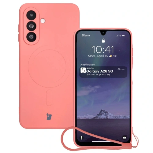 Kup Silikonowe etui z pierścieniem magnetycznym Bizon Case Silicone Magnetic Sq do Samsung Galaxy A26 5G brudnoróżowe - BIZ8333 - {ean13} - Sklep Home Screen