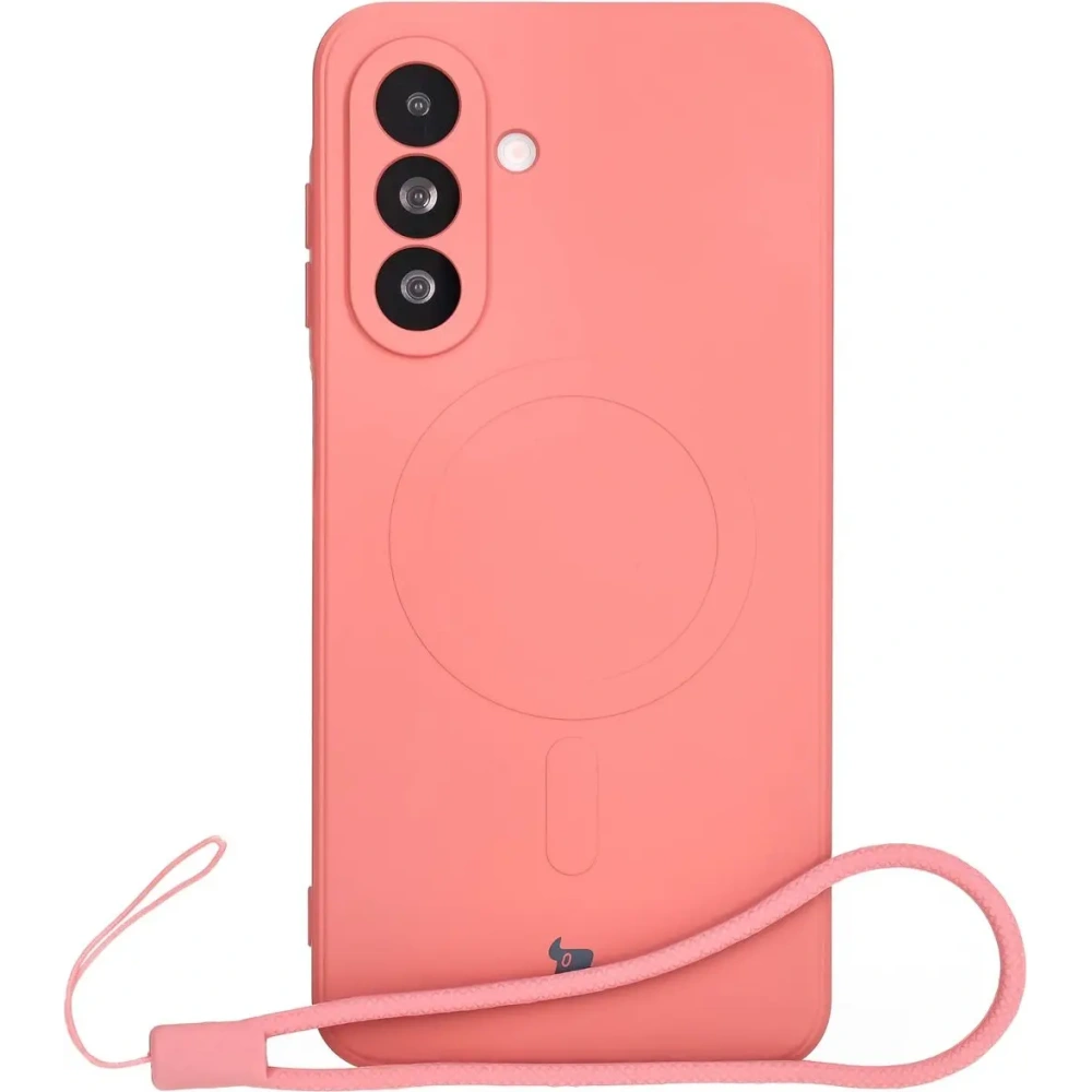 Silikonowe etui z pierścieniem magnetycznym Bizon Case Silicone Magnetic Sq do Samsung Galaxy A26 5G brudnoróżowe