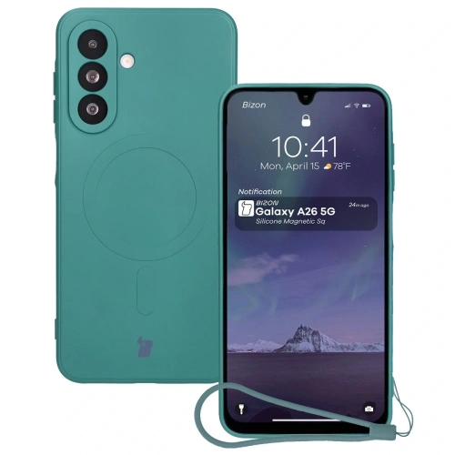 Kup Silikonové pouzdro s magnetickým kroužkem Bizon Case Silicone Magnetic Sq pro Samsung Galaxy A26 5G tmavě zelené - BIZ8334 - {ean13} - Sklep Home Screen