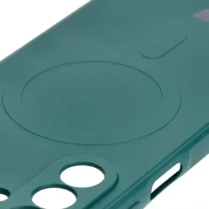 Silikonové pouzdro s magnetickým kroužkem Bizon Case Silicone Magnetic Sq pro Samsung Galaxy A26 5G tmavě zelené