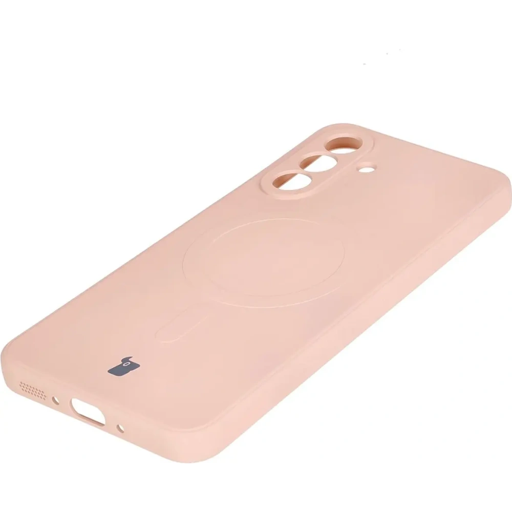 Silikonowe etui z pierścieniem magnetycznym Bizon Case Silicone Magnetic Sq do Samsung Galaxy A26 5G jasnoróżowe