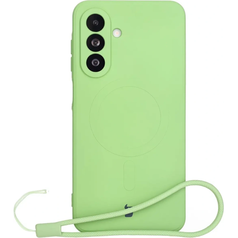 Silikonowe etui z pierścieniem magnetycznym Bizon Case Silicone Magnetic Sq do Samsung Galaxy A26 5G jasnozielone