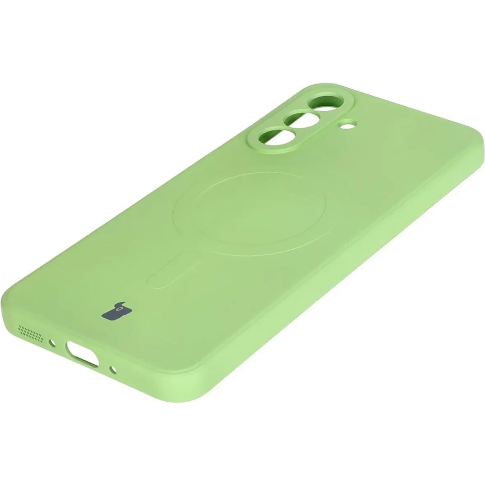 Silikonowe etui z pierścieniem magnetycznym Bizon Case Silicone Magnetic Sq do Samsung Galaxy A26 5G jasnozielone