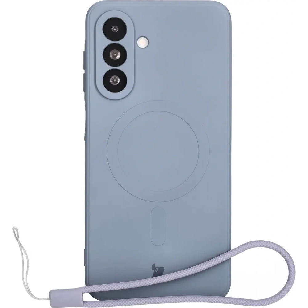 Silikonowe etui z pierścieniem magnetycznym Bizon Case Silicone Magnetic Sq do Samsung Galaxy A26 5G szare