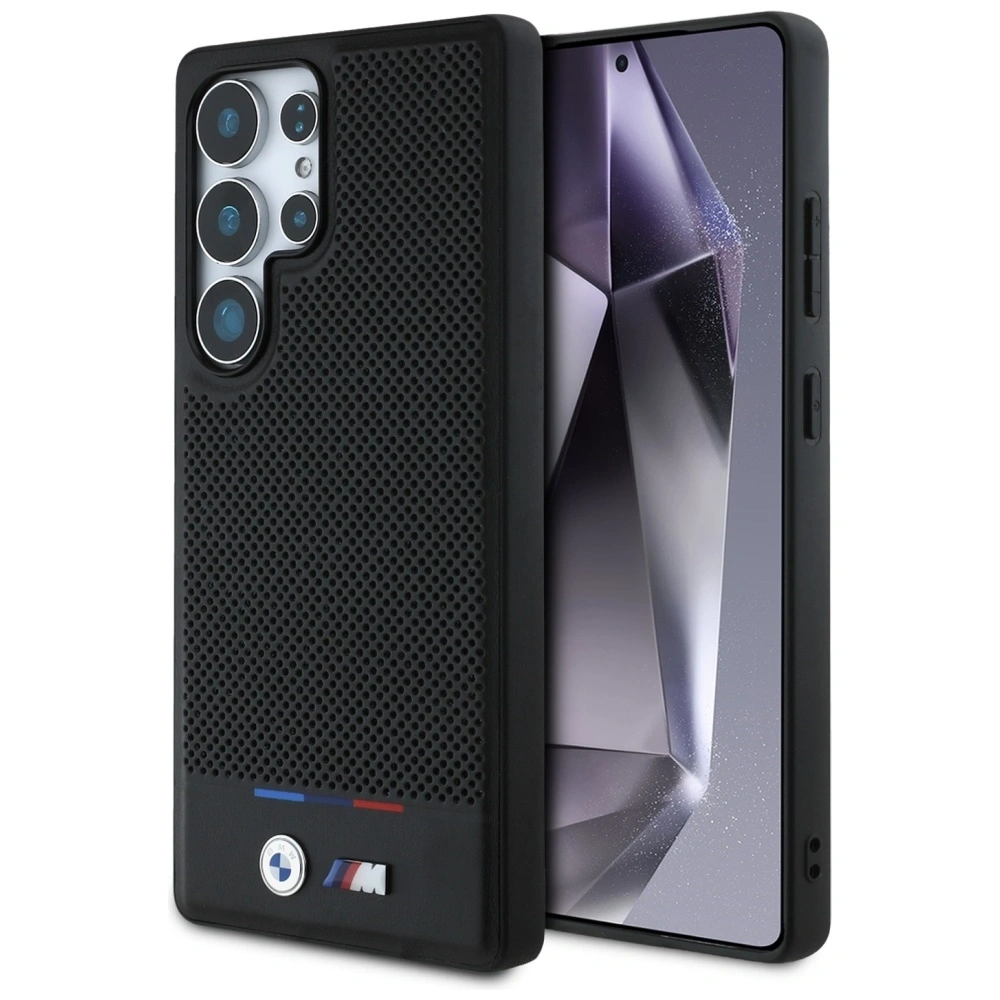 Etui BMW Leather Tricolor Stripe MagSafe do Samsung Galaxy S25 Ultra czarny