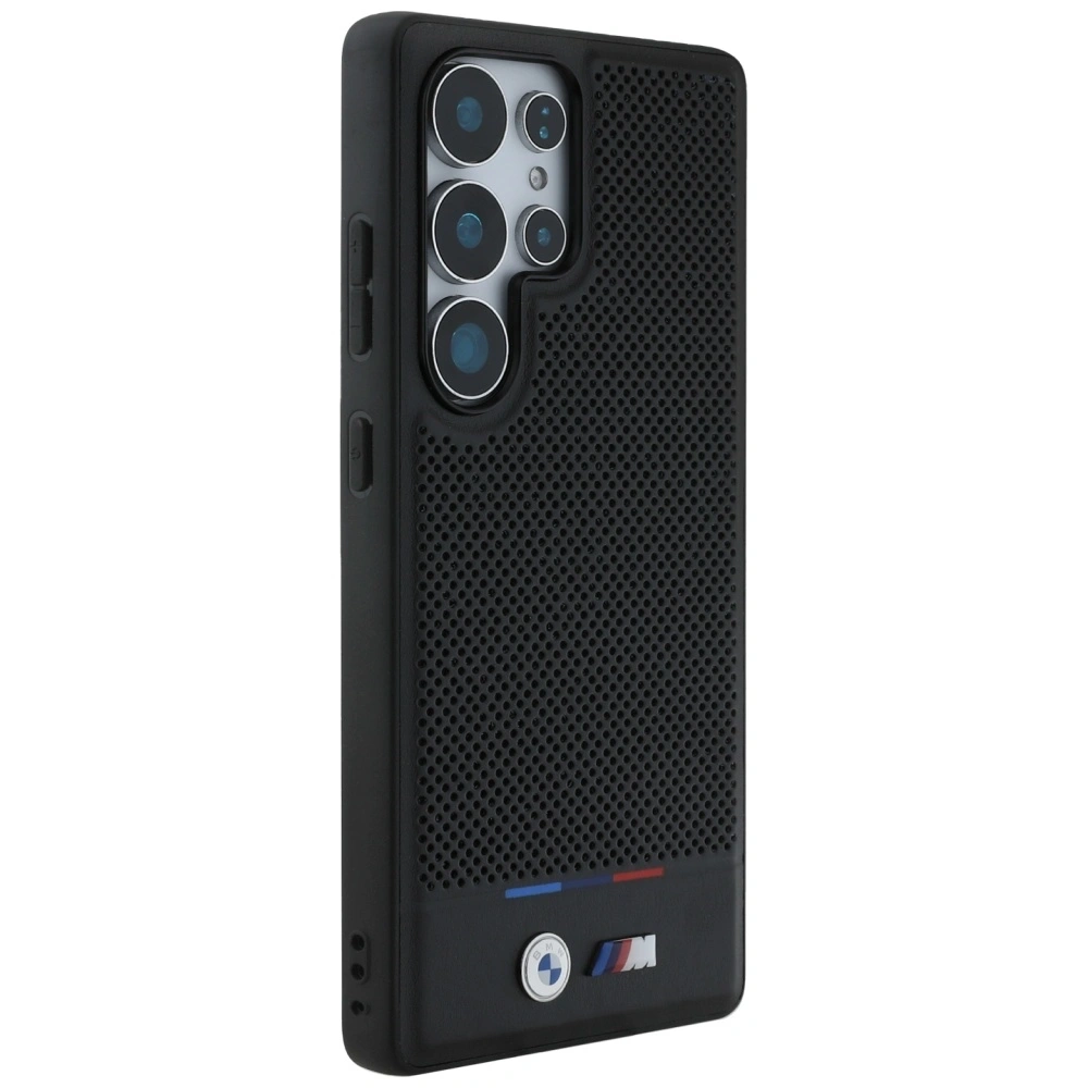 Etui BMW Leather Tricolor Stripe MagSafe do Samsung Galaxy S25 Ultra czarny