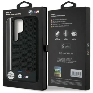 Kup Etui BMW Leather Tricolor Stripe MagSafe do Samsung Galaxy S25 Ultra czarny - BMW808 - {ean13} - Sklep Home Screen