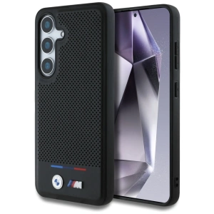 Etui BMW Leather Tricolor Stripe MagSafe do Samsung Galaxy S25+ Plus czarny