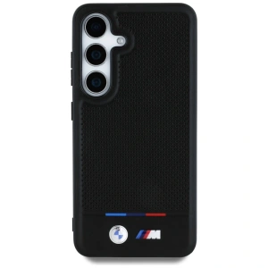 Etui BMW Leather Tricolor Stripe MagSafe do Samsung Galaxy S25+ Plus czarny