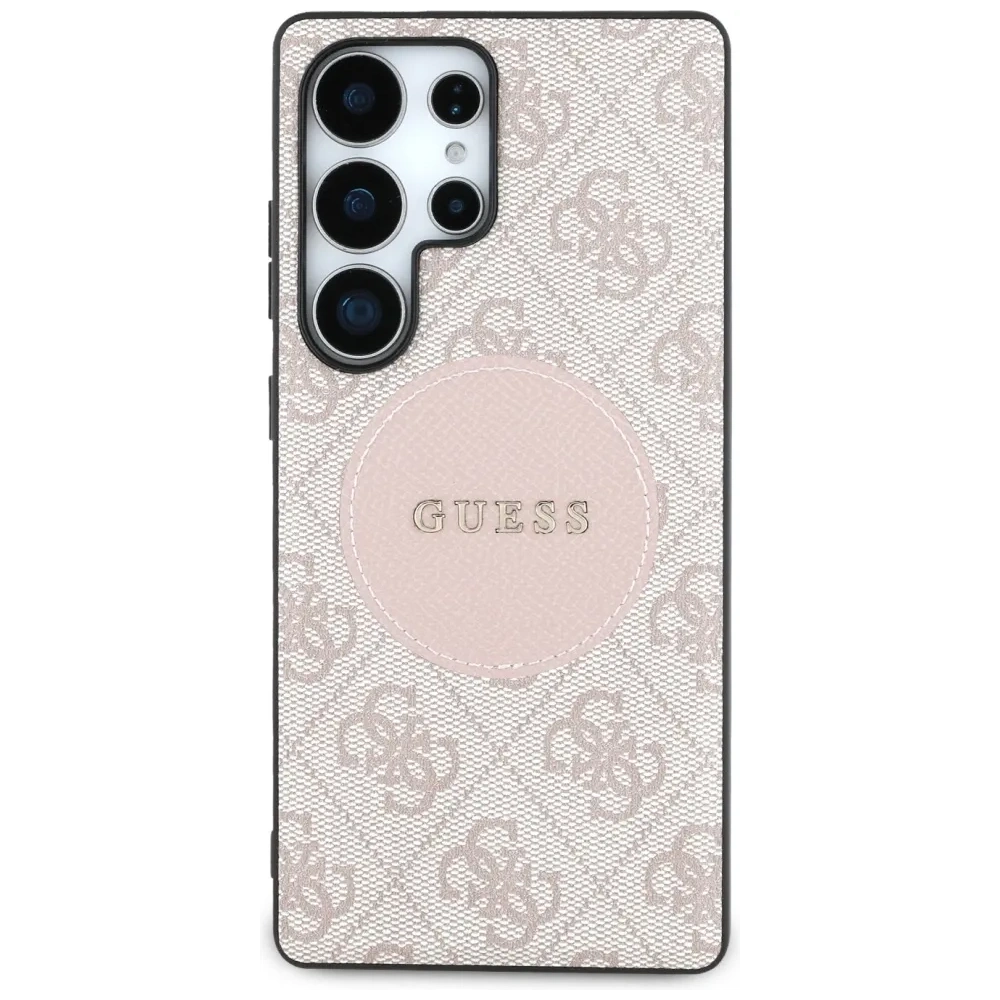 Etui Guess 4G Round Patch Classic Logo MagSafe do Samsung Galaxy S25 Ultra różowy