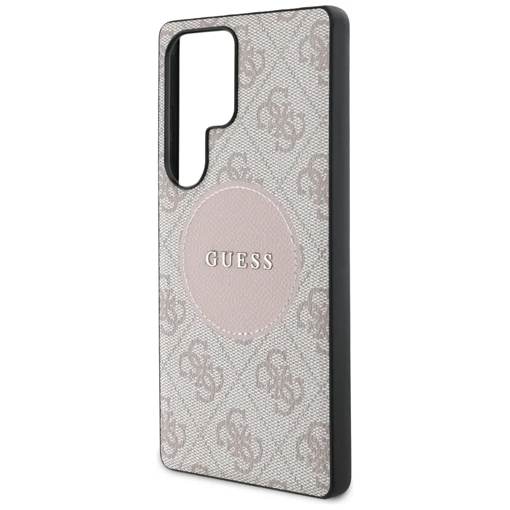Etui Guess 4G Round Patch Classic Logo MagSafe do Samsung Galaxy S25 Ultra różowy