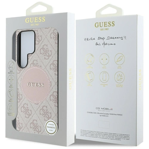 Kup Guess 4G Round Patch Logo Clasic MagSafe Samsung Galaxy S25 Ultra roz - GUE4293 - {ean13} - Sklep Home Screen