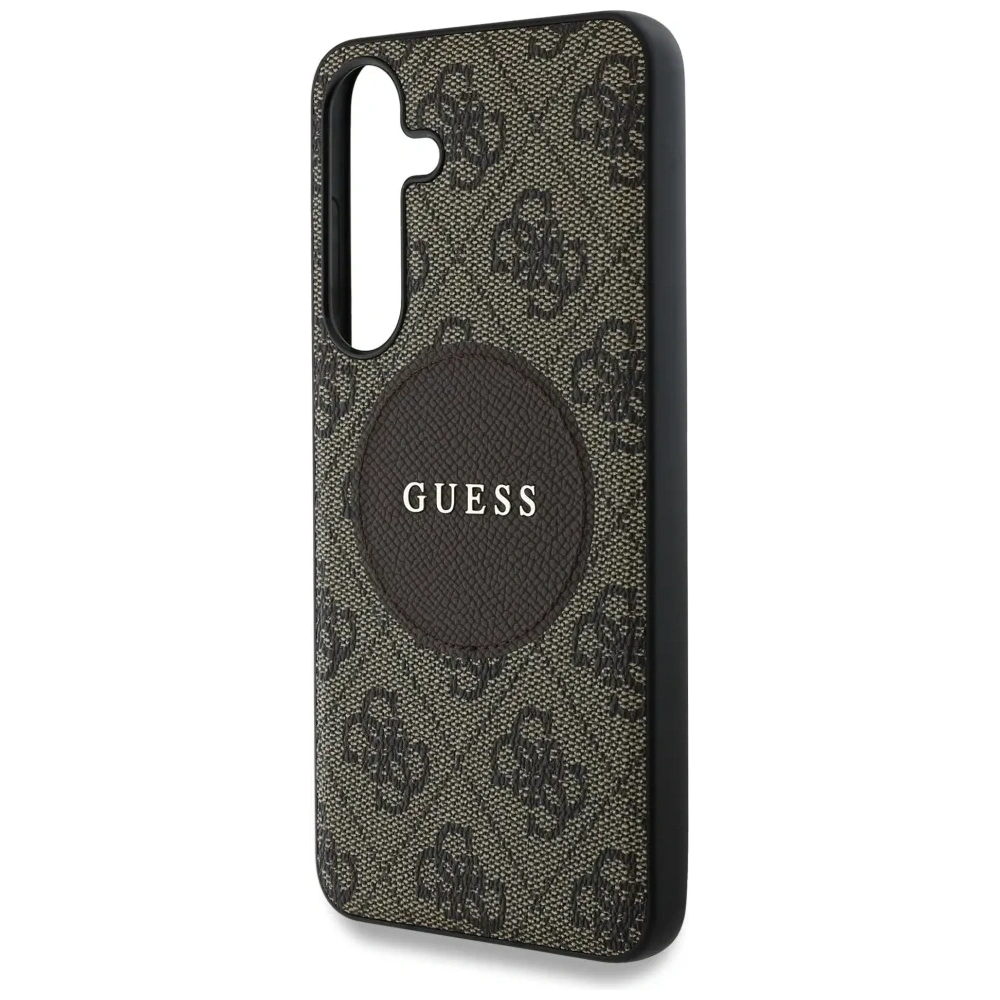 Etui Guess 4G Round Patch Classic Logo MagSafe do Samsung Galaxy S25+ Plus brązowy