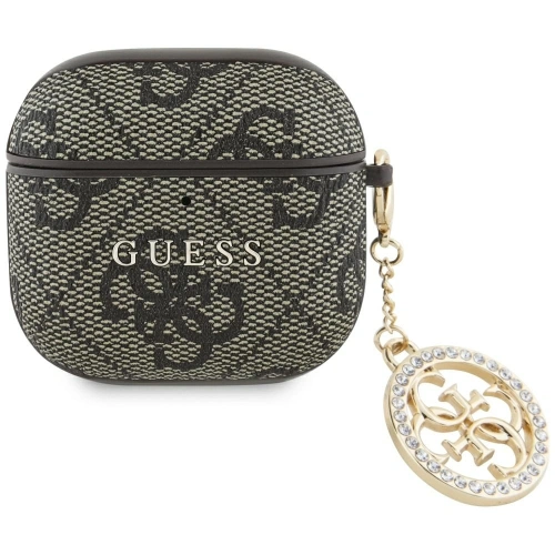 Etui Guess 4G Strass Charm pro Apple AirPods 4 hnědé