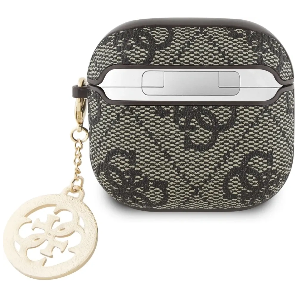 Etui Guess 4G Strass Charm do Apple AirPods 4 brązowy