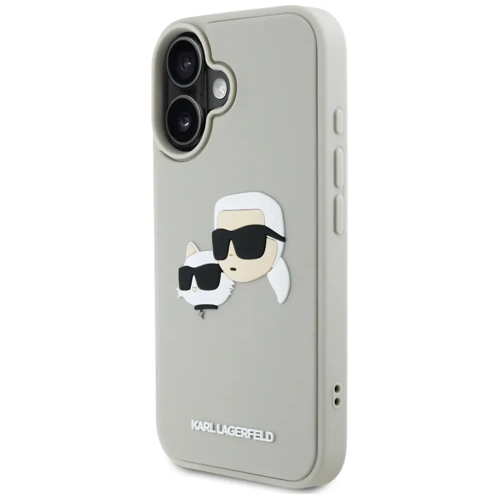 Etui Karl Lagerfeld HC 3D Rubber Double Heads do Apple iPhone 16 beżowy