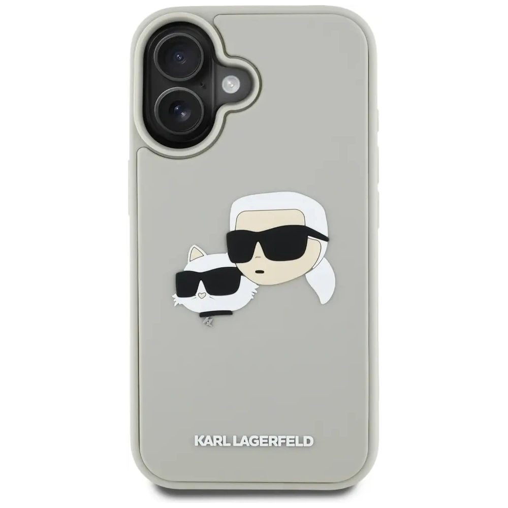 Etui Karl Lagerfeld HC 3D Rubber Double Heads do Apple iPhone 16 beżowy