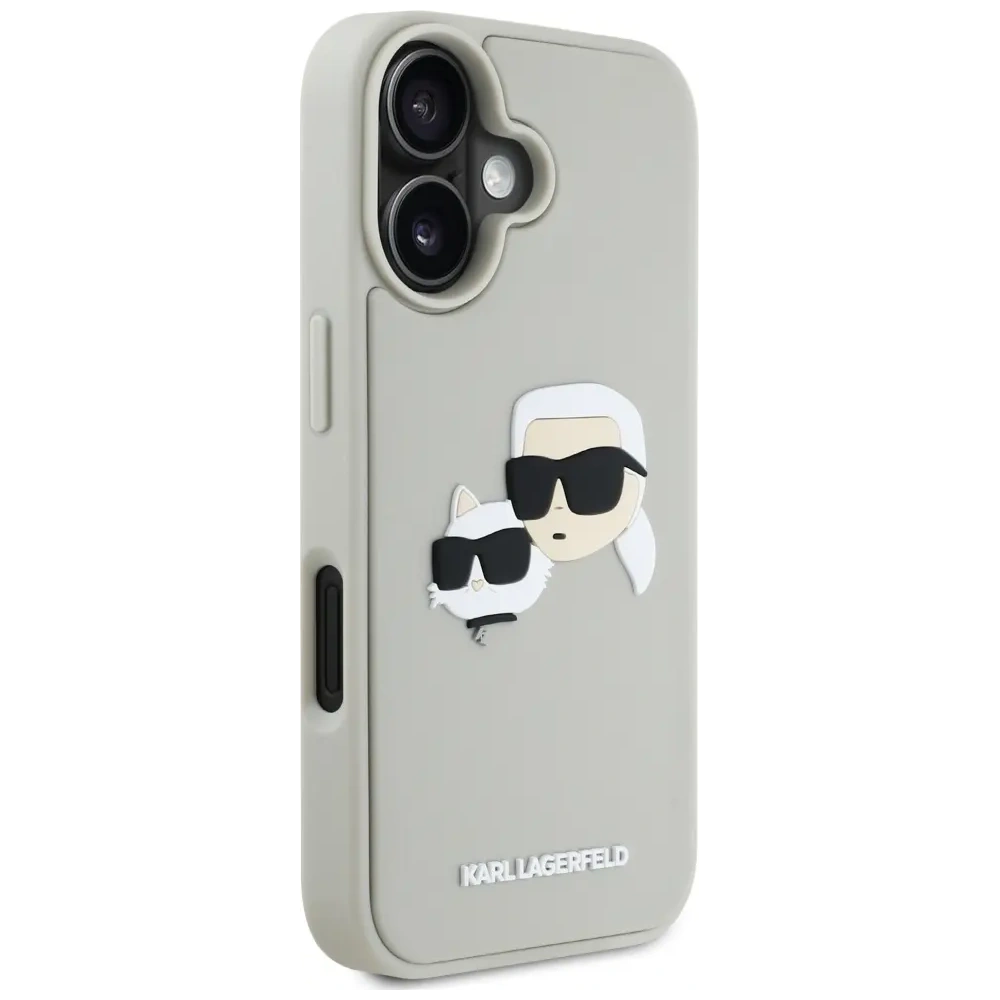 Etui Karl Lagerfeld HC 3D Rubber Double Heads do Apple iPhone 16 beżowy