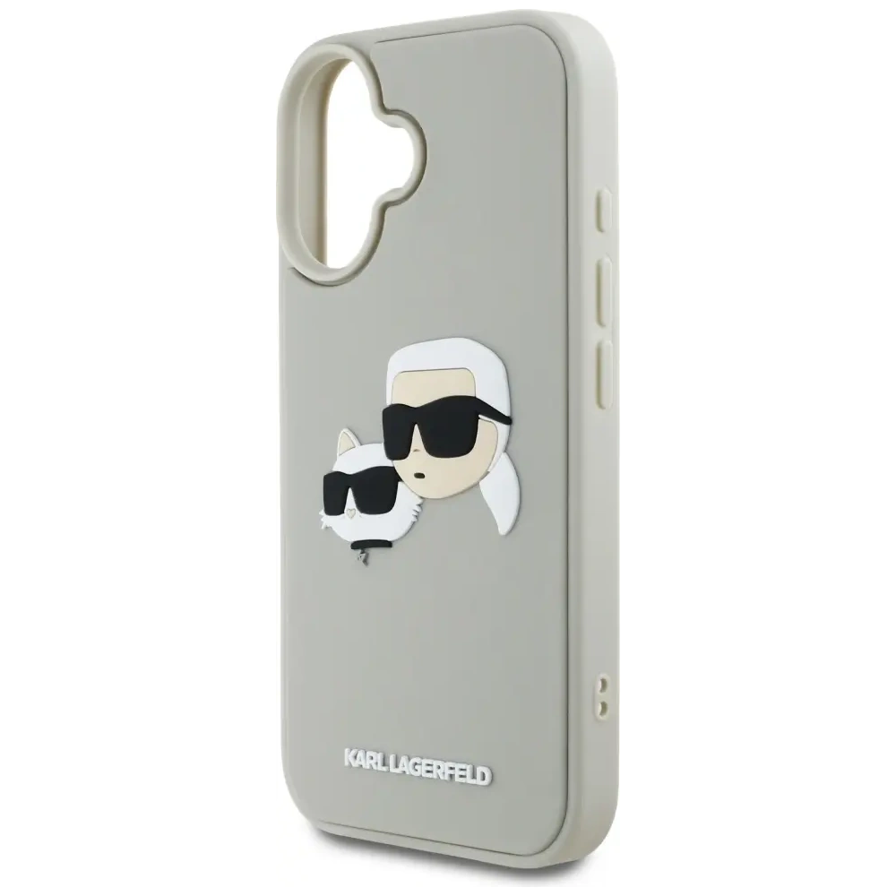 Etui Karl Lagerfeld HC 3D Rubber Double Heads do Apple iPhone 16 beżowy