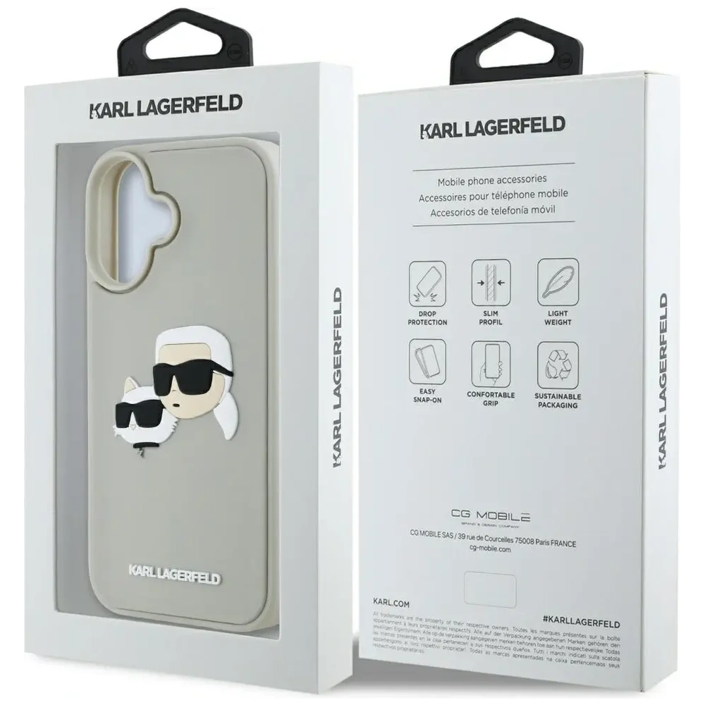 Etui Karl Lagerfeld HC 3D Rubber Double Heads do Apple iPhone 16 beżowy