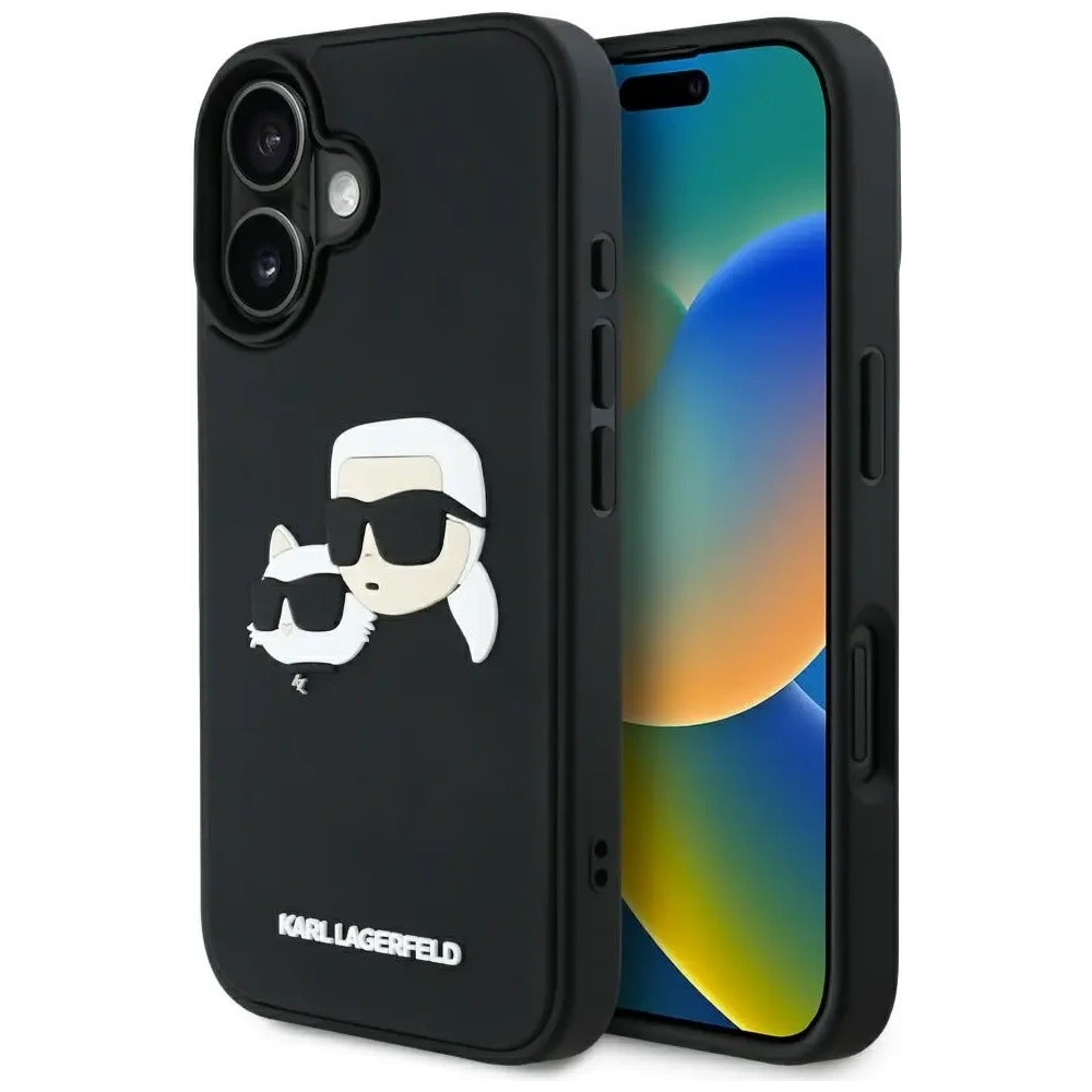 Etui Karl Lagerfeld HC 3D Rubber Double Heads do Apple iPhone 16 czarny