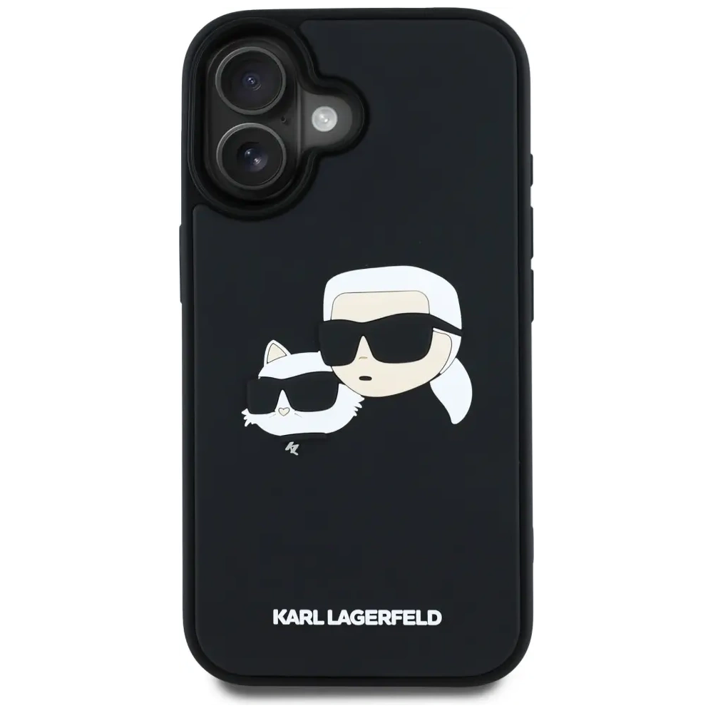 Etui Karl Lagerfeld HC 3D Rubber Double Heads do Apple iPhone 16 czarny