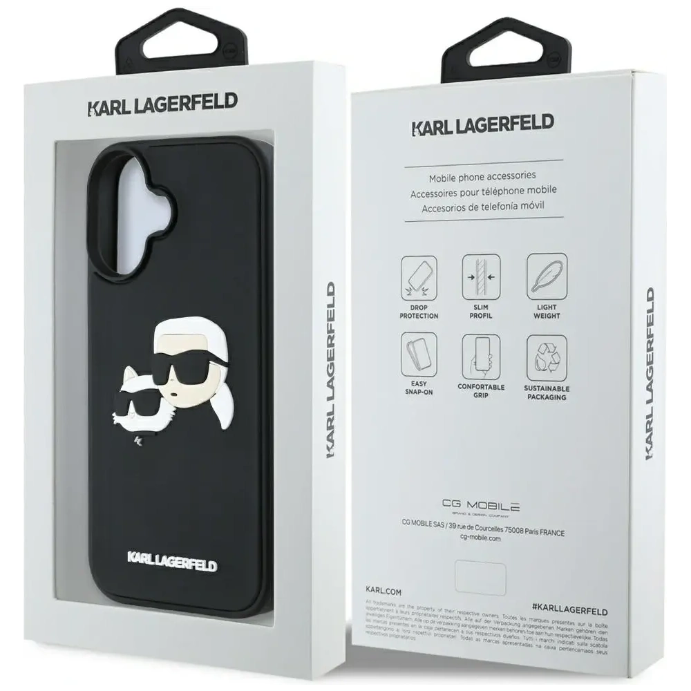 Etui Karl Lagerfeld HC 3D Rubber Double Heads do Apple iPhone 16 czarny