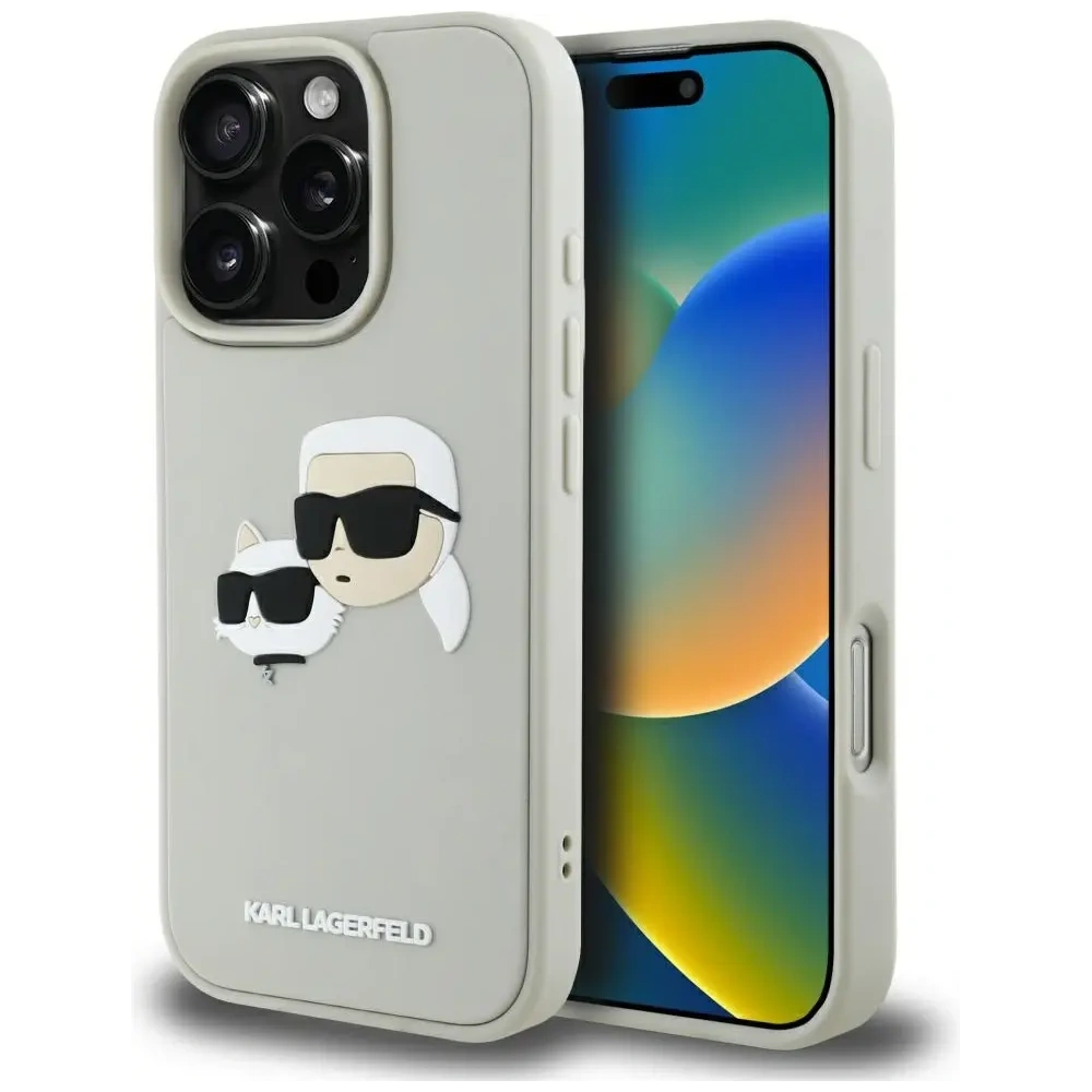 Etui Karl Lagerfeld HC 3D Rubber Double Heads do Apple iPhone 16 Pro beżowy