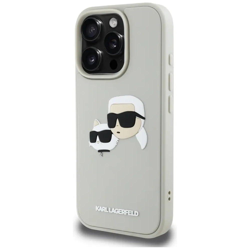 Etui Karl Lagerfeld HC 3D Rubber Double Heads do Apple iPhone 16 Pro beżowy