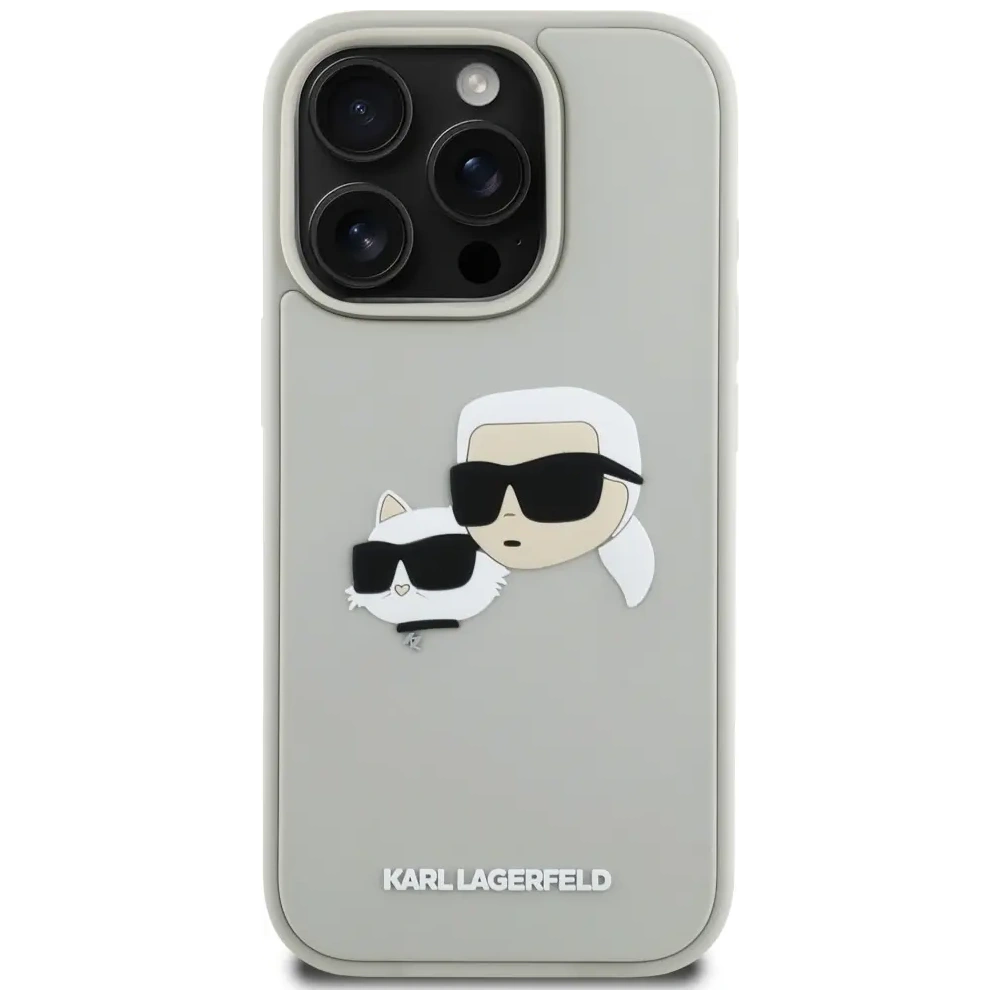 Etui Karl Lagerfeld HC 3D Rubber Double Heads do Apple iPhone 16 Pro beżowy