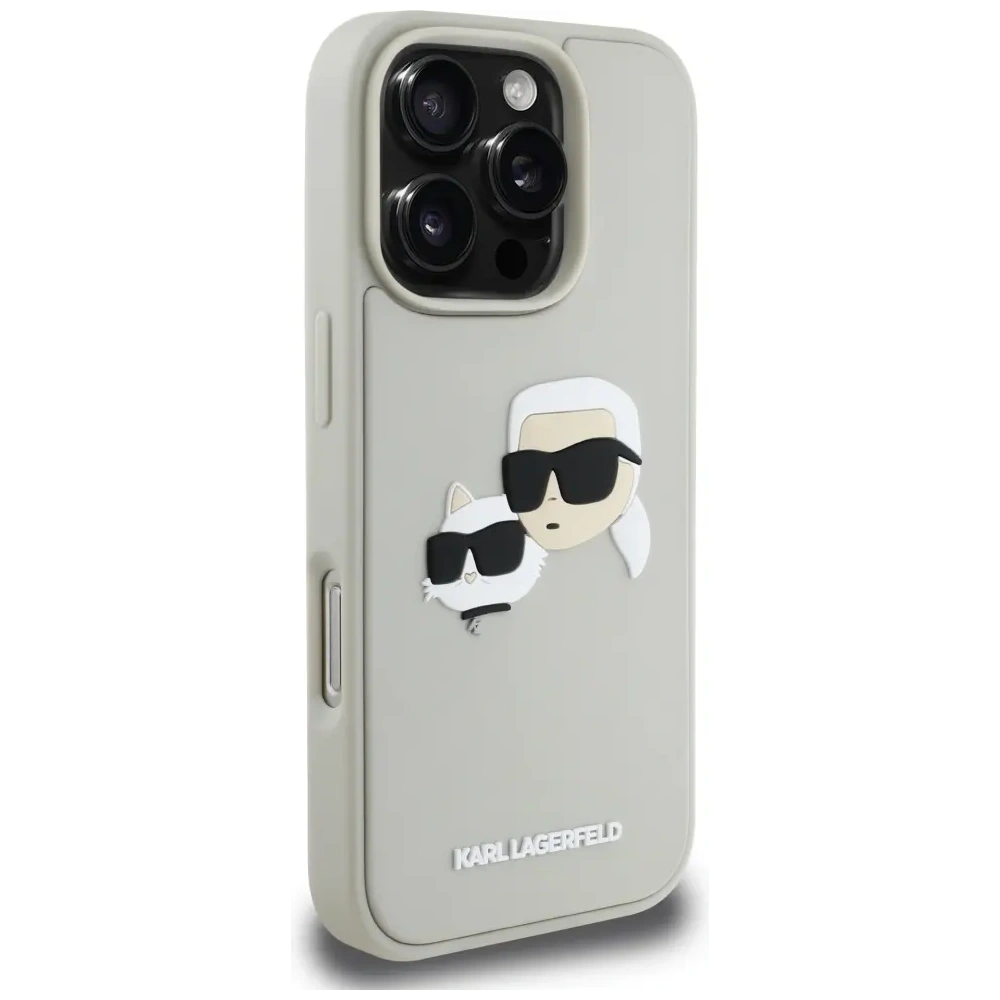 Etui Karl Lagerfeld HC 3D Rubber Double Heads do Apple iPhone 16 Pro beżowy