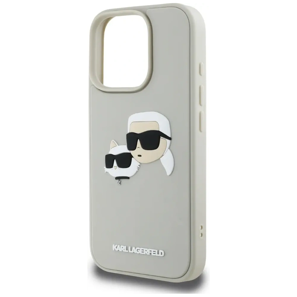 Etui Karl Lagerfeld HC 3D Rubber Double Heads do Apple iPhone 16 Pro beżowy