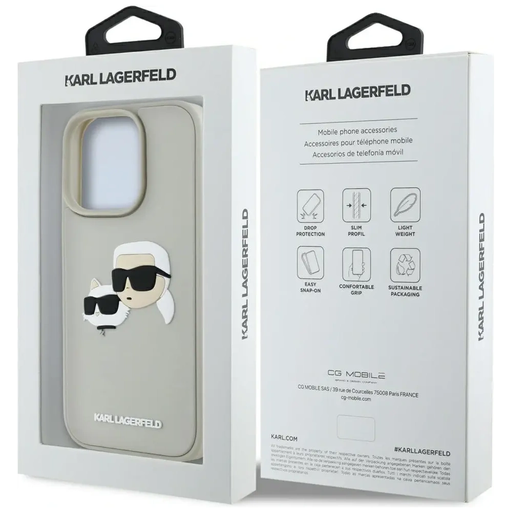 Etui Karl Lagerfeld HC 3D Rubber Double Heads do Apple iPhone 16 Pro beżowy