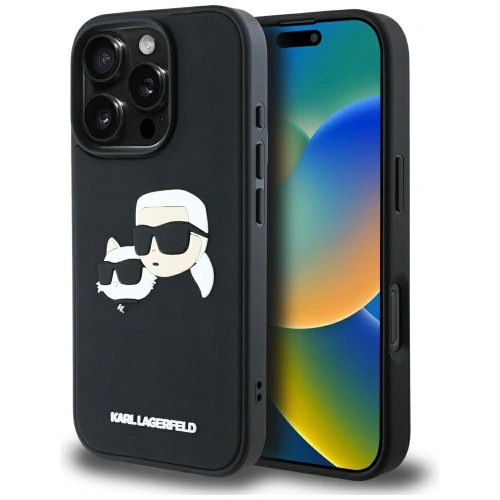 Kup Karl Lagerfeld HC 3D Gummi Doppelköpfe Apple iPhone 16 Pro schwarz - KLD21892 - {ean13} - Sklep Home Screen