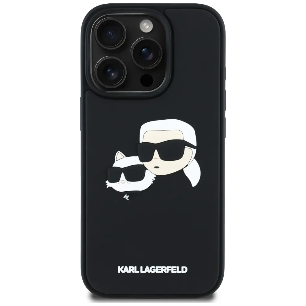 Etui Karl Lagerfeld HC 3D Rubber Double Heads do Apple iPhone 16 Pro czarny