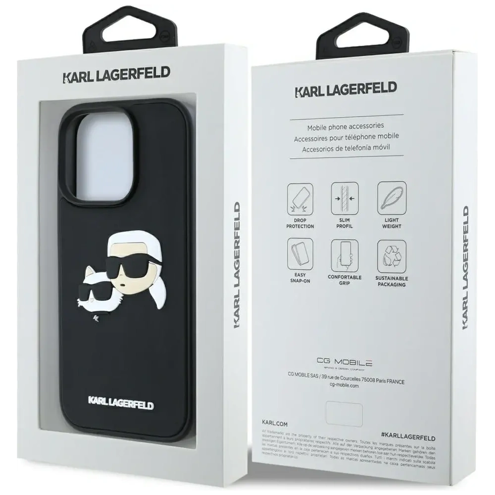 Etui Karl Lagerfeld HC 3D Rubber Double Heads do Apple iPhone 16 Pro czarny