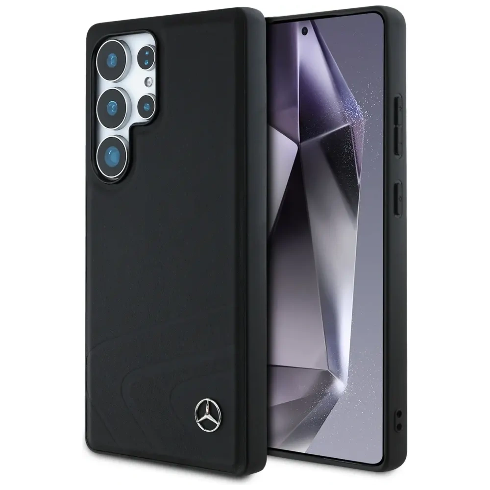 Etui Mercedes Leather Horizontal Debossed Curves MagSafe do Samsung Galaxy S25 Ultra czarny